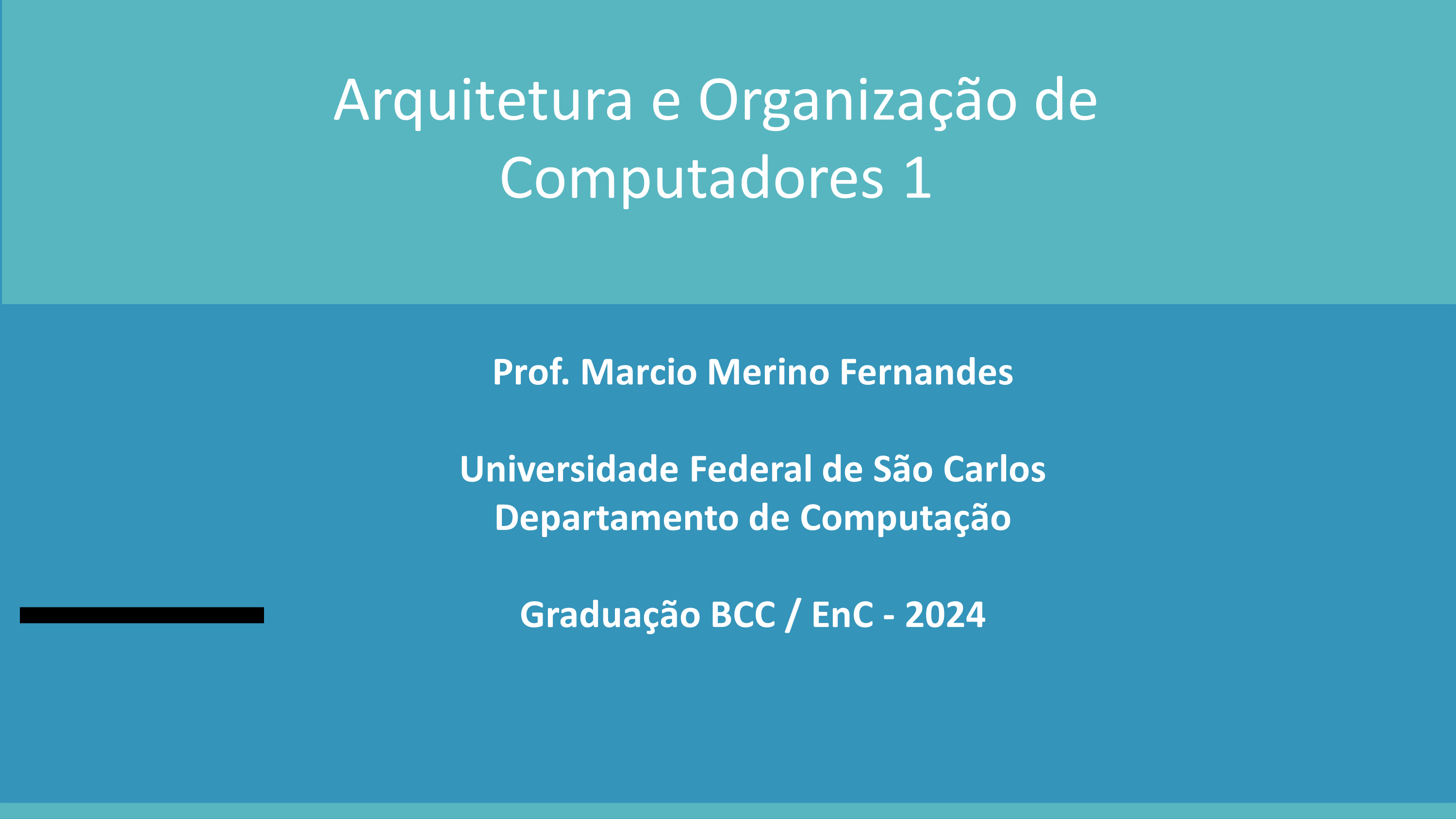 ARQUITETURA E ORGANIZAÇÃO DE COMPUTADORES 1 - Turmas A/B